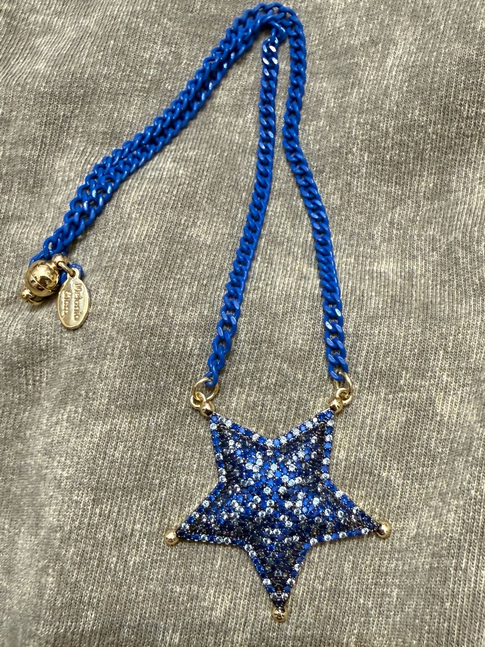 Blue Star Crystal Pendant Necklace - Designer Accent